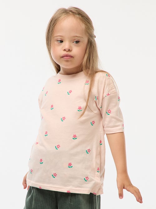 T-shirt met motief en drukknoopsluiting op de schouder - makkelijk aan te trekken collectie - Kiabi