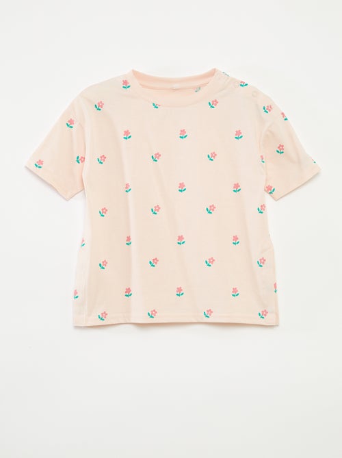 T-shirt met motief en drukknoopsluiting op de schouder - makkelijk aan te trekken collectie - Kiabi