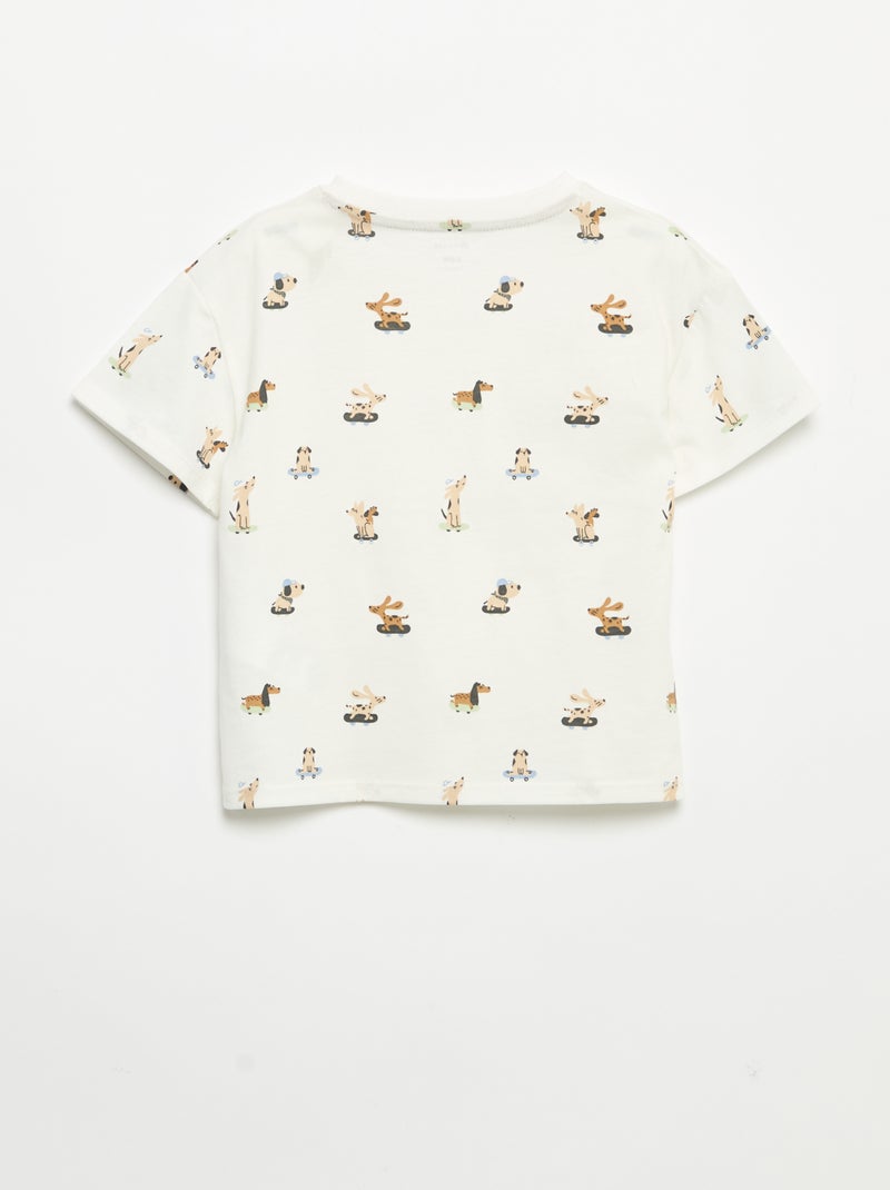 T-shirt met motief en korte mouwen Wit - Kiabi