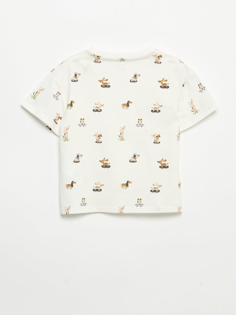 T-shirt met motief en korte mouwen Wit - Kiabi