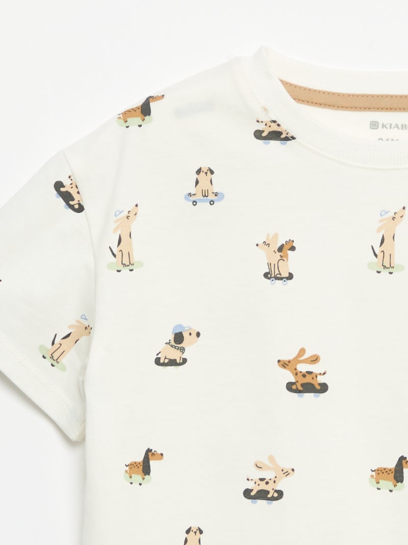 T-shirt met motief en korte mouwen Wit - Kiabi