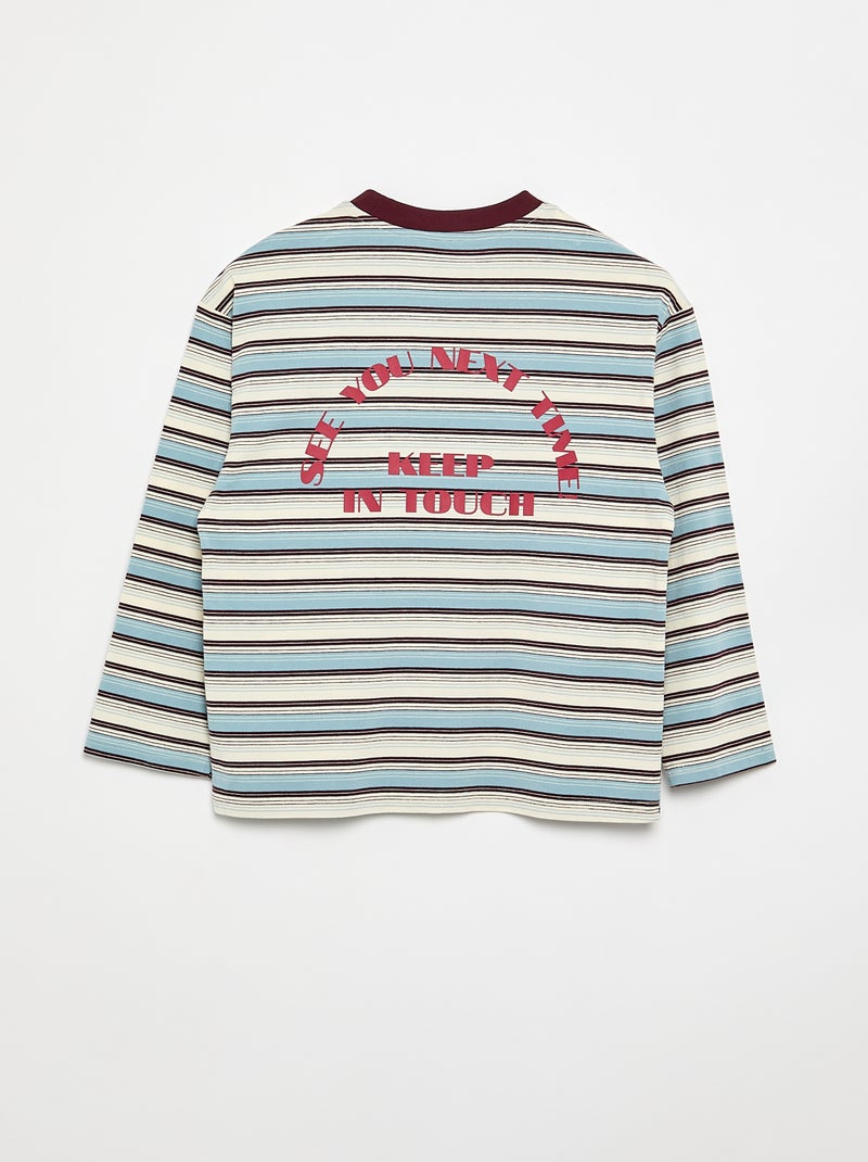 T-shirt met motief en opdruk en lange mouwen Blauw - Kiabi