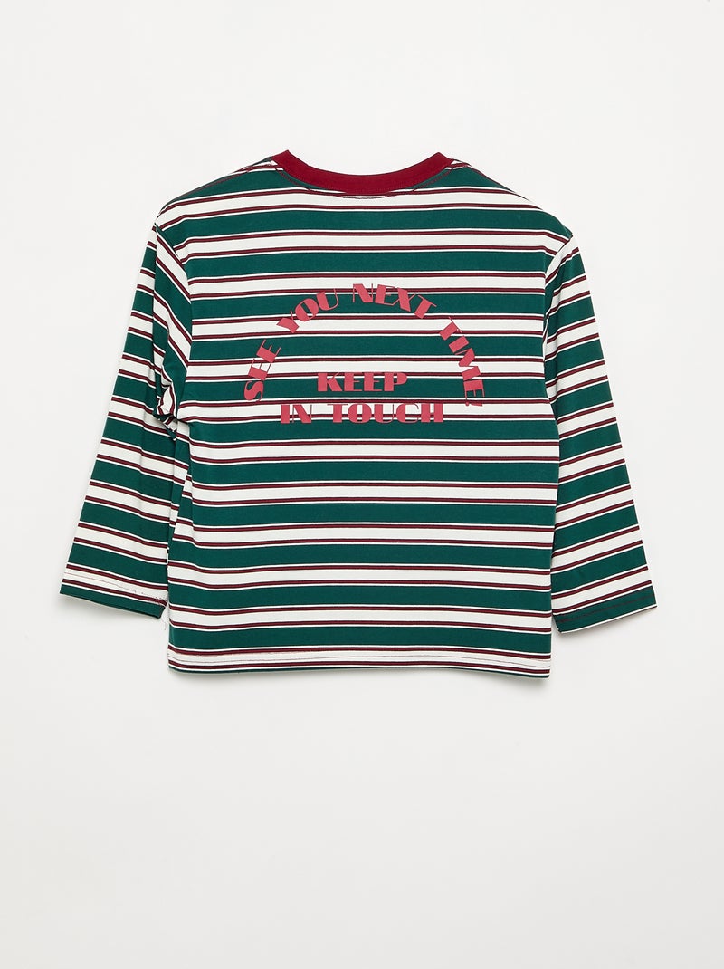 T-shirt met motief en opdruk en lange mouwen Groen - Kiabi