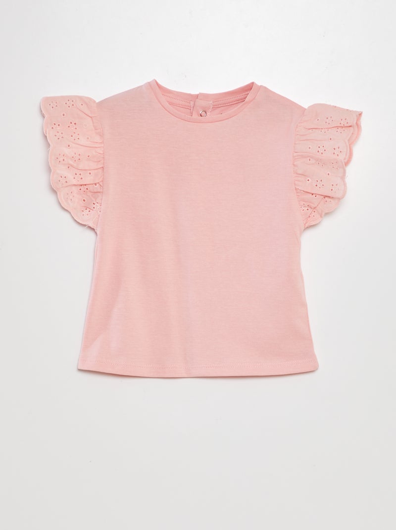 T-shirt met mouwen met Engels kant ROSE - Kiabi