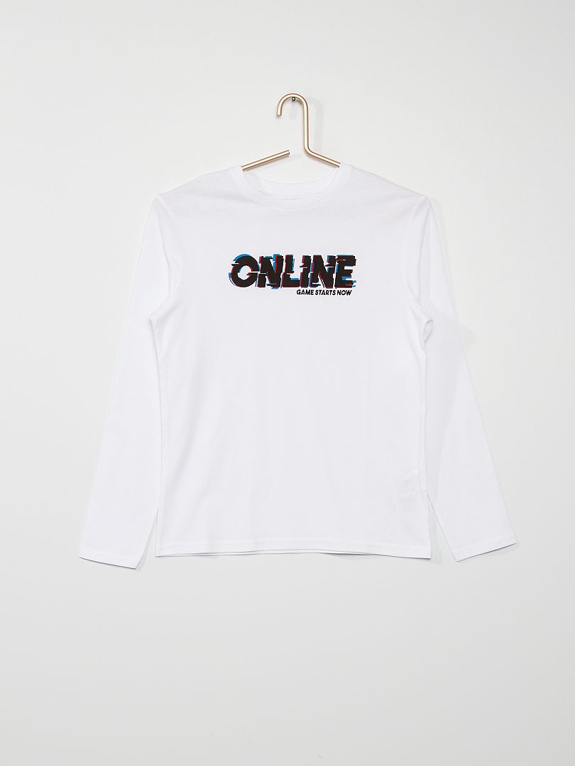 T-shirt met 'online'-print WIT - Kiabi