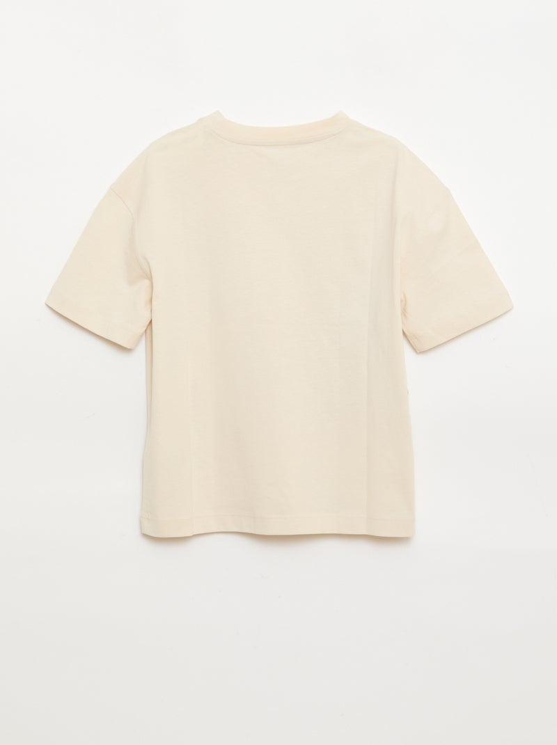 T-shirt met opdruk en korte mouwen Biege - Kiabi