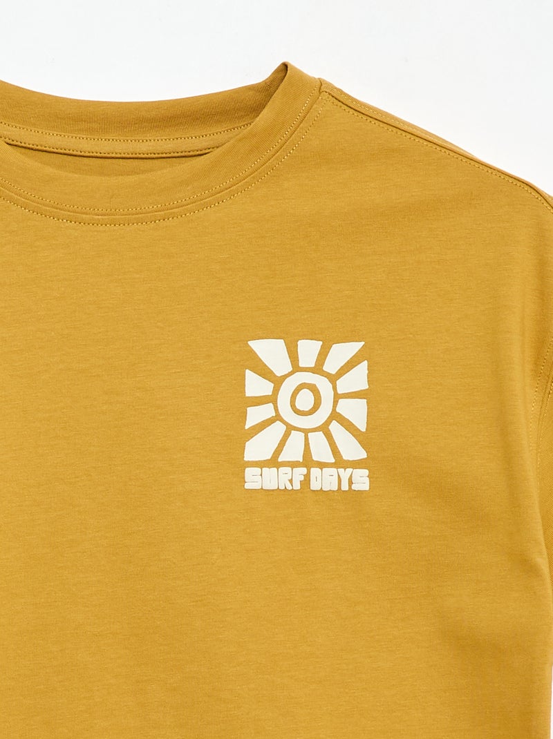 T-shirt met opdruk en korte mouwen Geel - Kiabi