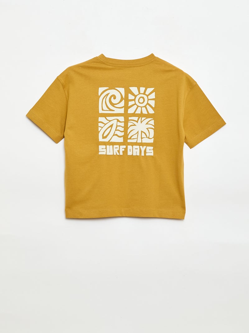 T-shirt met opdruk en korte mouwen Geel - Kiabi