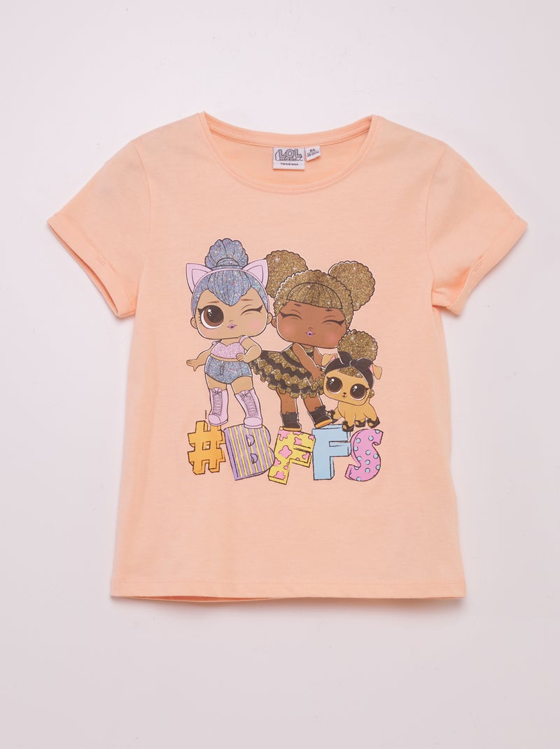 T-shirt met opdruk 'LOL' ORANJE - Kiabi