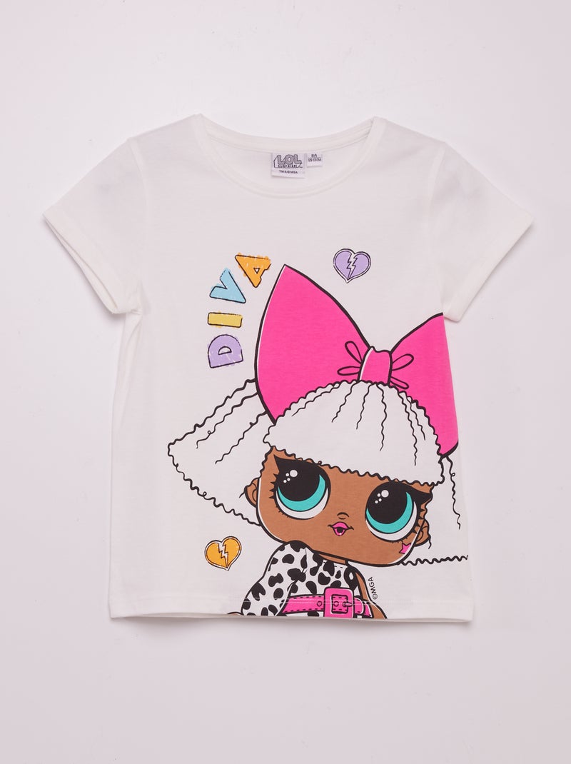 T-shirt met opdruk 'LOL' WIT - Kiabi