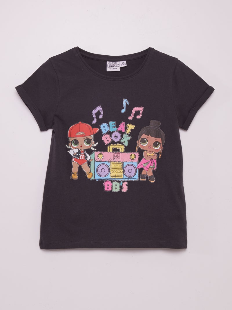 T-shirt met opdruk 'LOL' ZWART - Kiabi