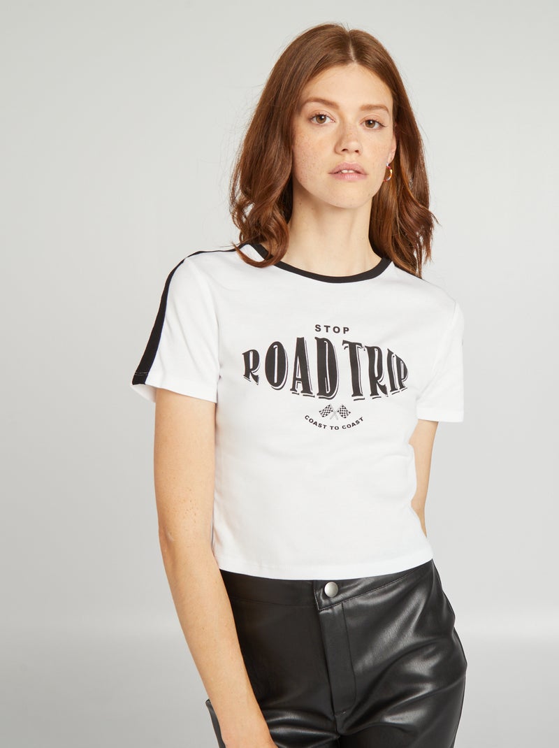 T-shirt met opdruk 'road trip' WIT - Kiabi