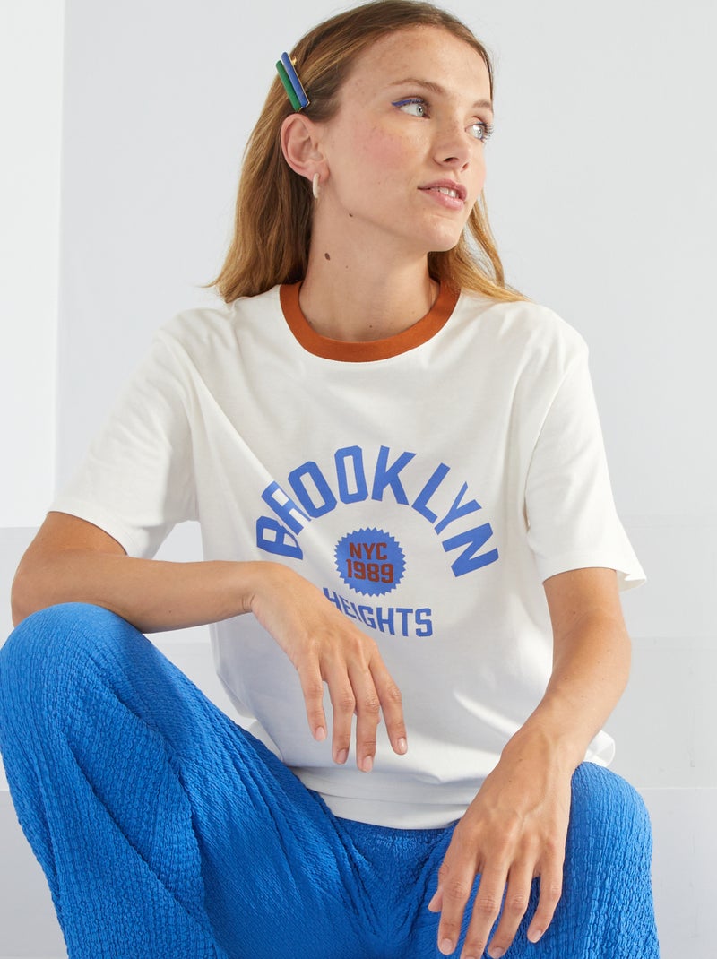 T-shirt met opdruk 'USA' WIT - Kiabi