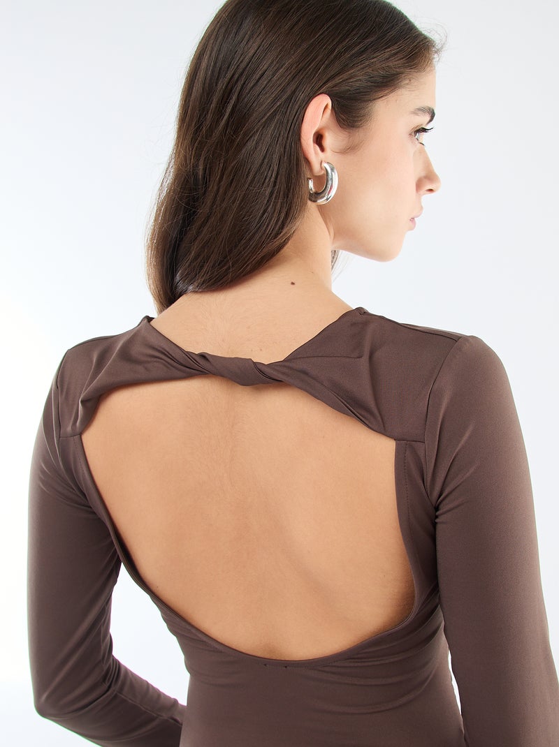 T-shirt met open rug Bruin - Kiabi