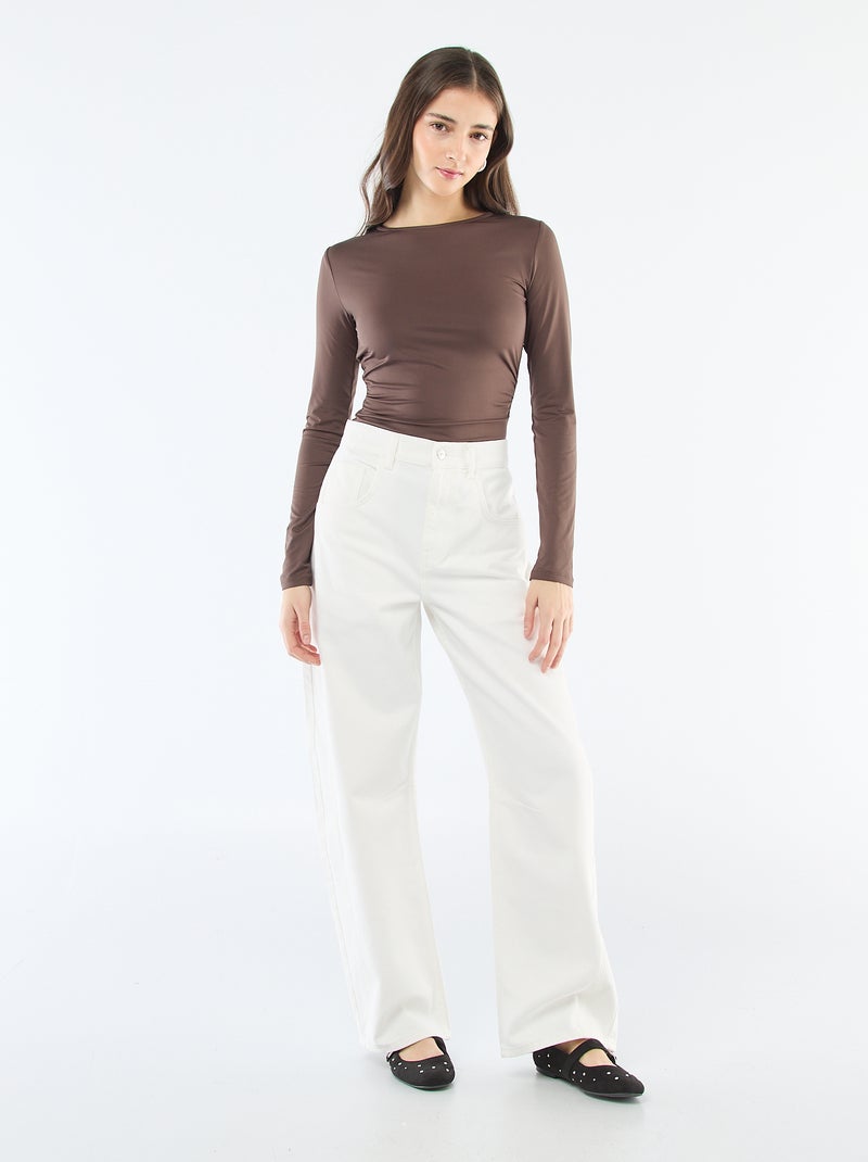 T-shirt met open rug Bruin - Kiabi