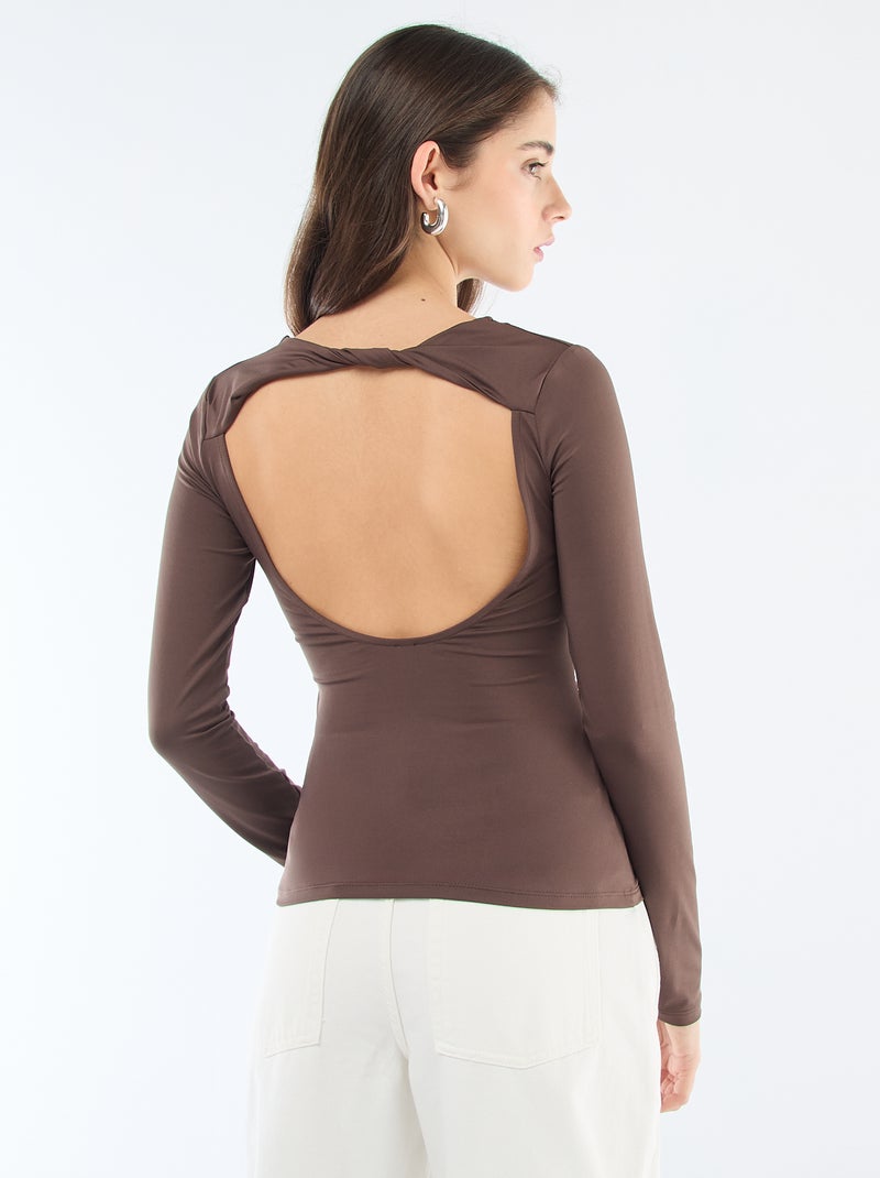 T-shirt met open rug Bruin - Kiabi