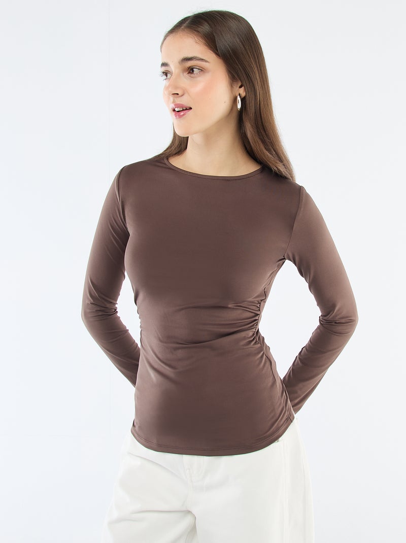 T-shirt met open rug Bruin - Kiabi