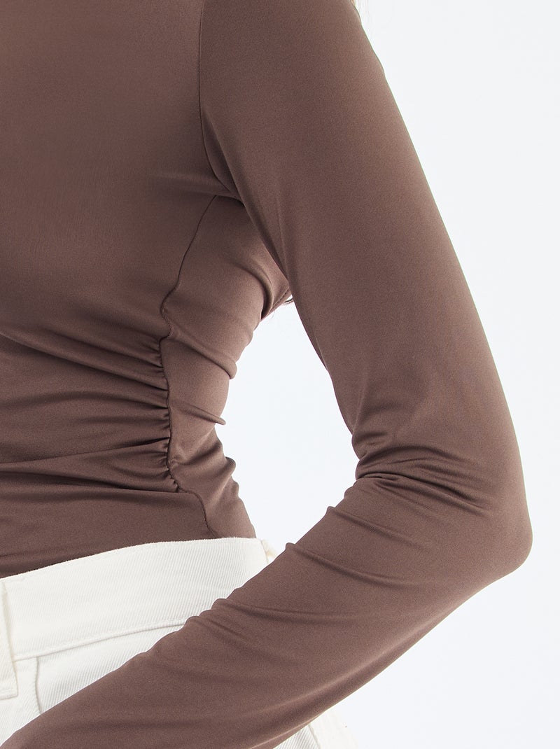 T-shirt met open rug Bruin - Kiabi