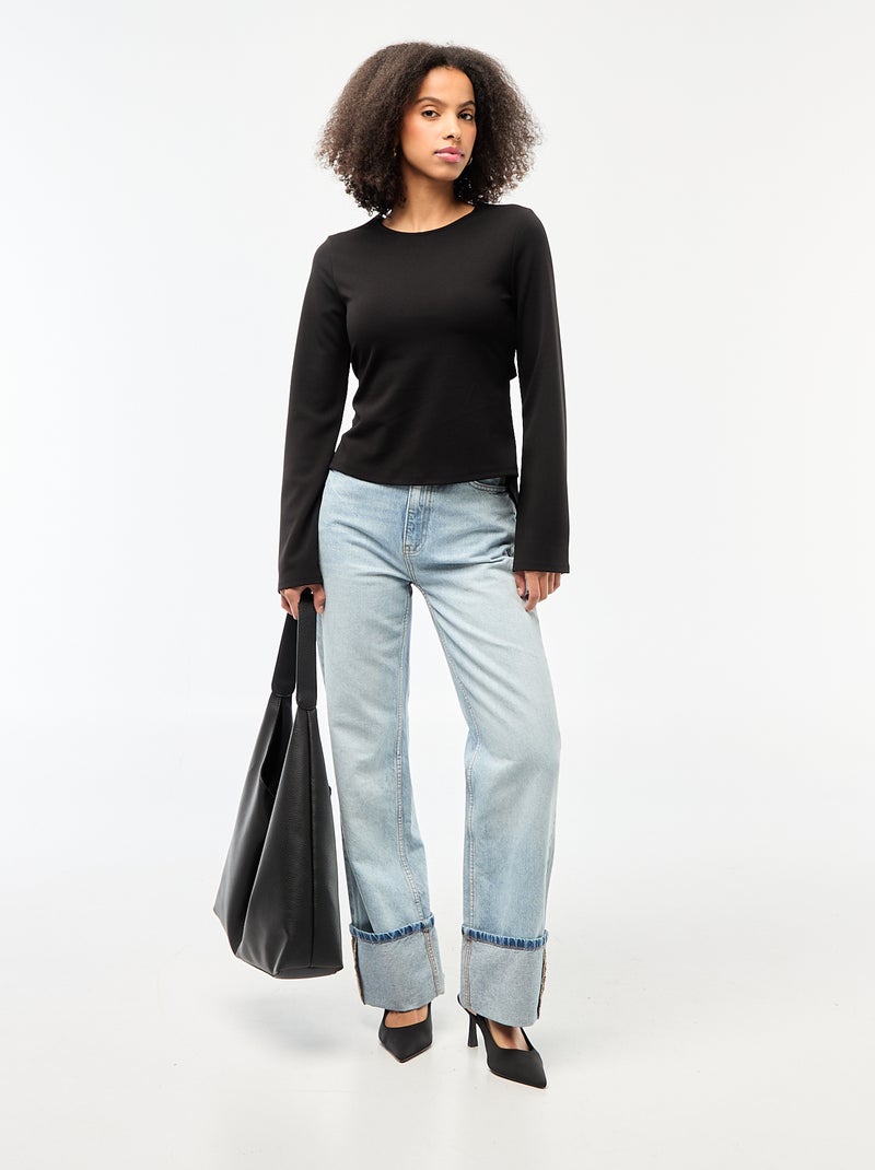 T-shirt met open rug Zwart - Kiabi