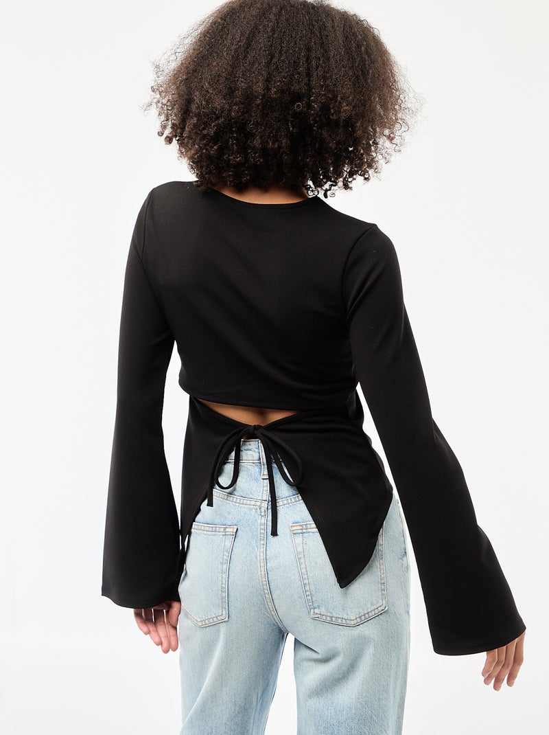 T-shirt met open rug Zwart - Kiabi