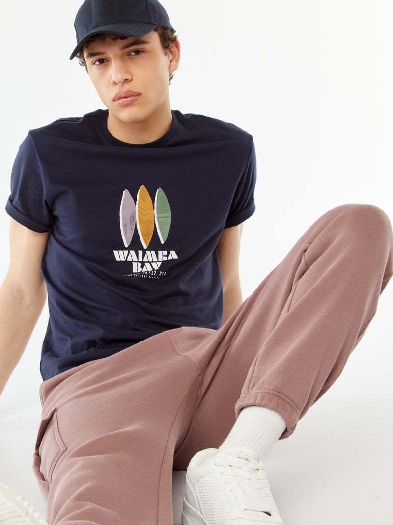 T-shirt met opschriften Blauw - Kiabi