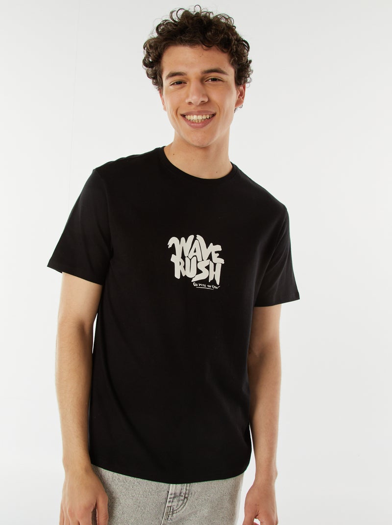 T-shirt met opschriften Zwart - Kiabi