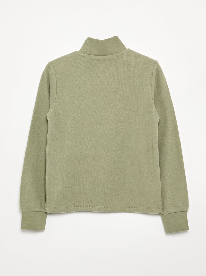 T-shirt met opstaande kraag Groen - Kiabi