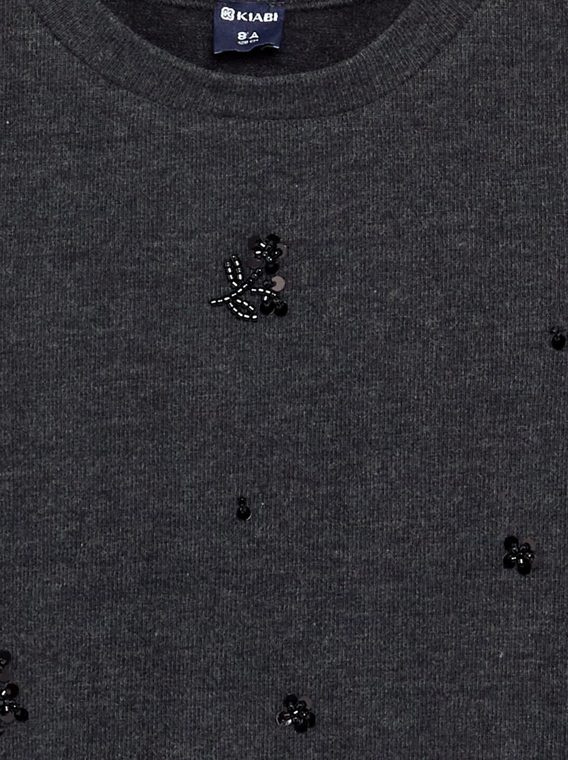 T-shirt met pareldetails Donkergrijs / Antraciet - Kiabi