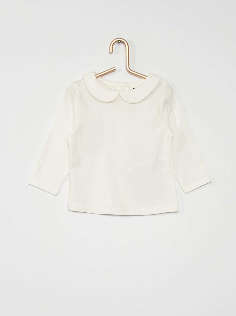 T-shirt met Peter Pan-kraagje sneeuw wit - Kiabi