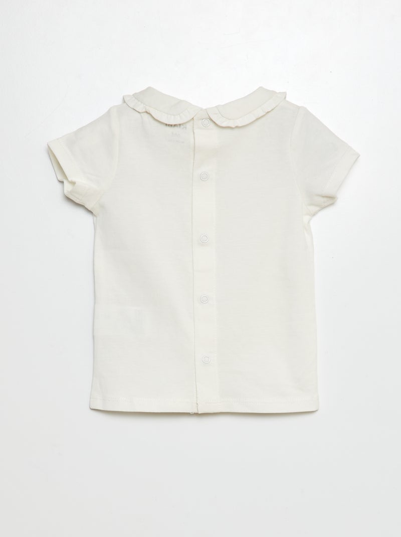 T-shirt met Peter Pan-kraagje WIT - Kiabi