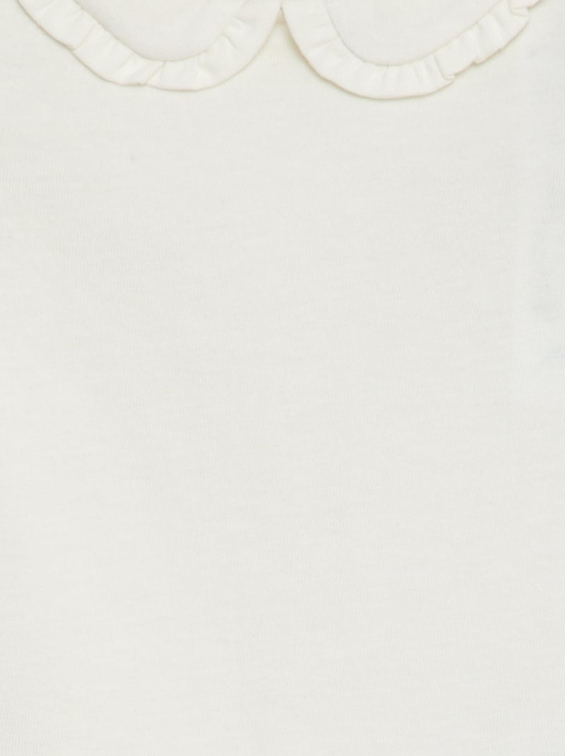 T-shirt met Peter Pan-kraagje WIT - Kiabi