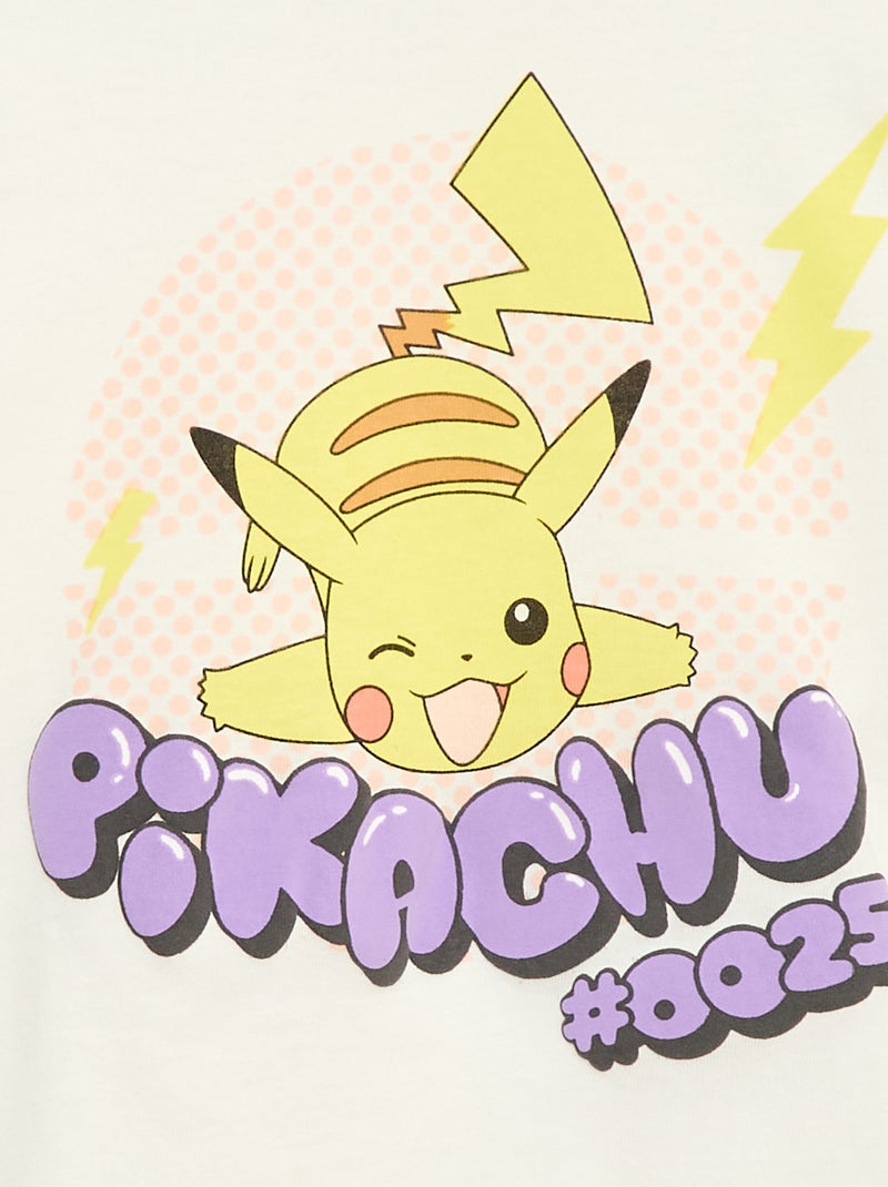 T-shirt met 'Pokémon' 'Pikachu' print, effen Wit - Kiabi
