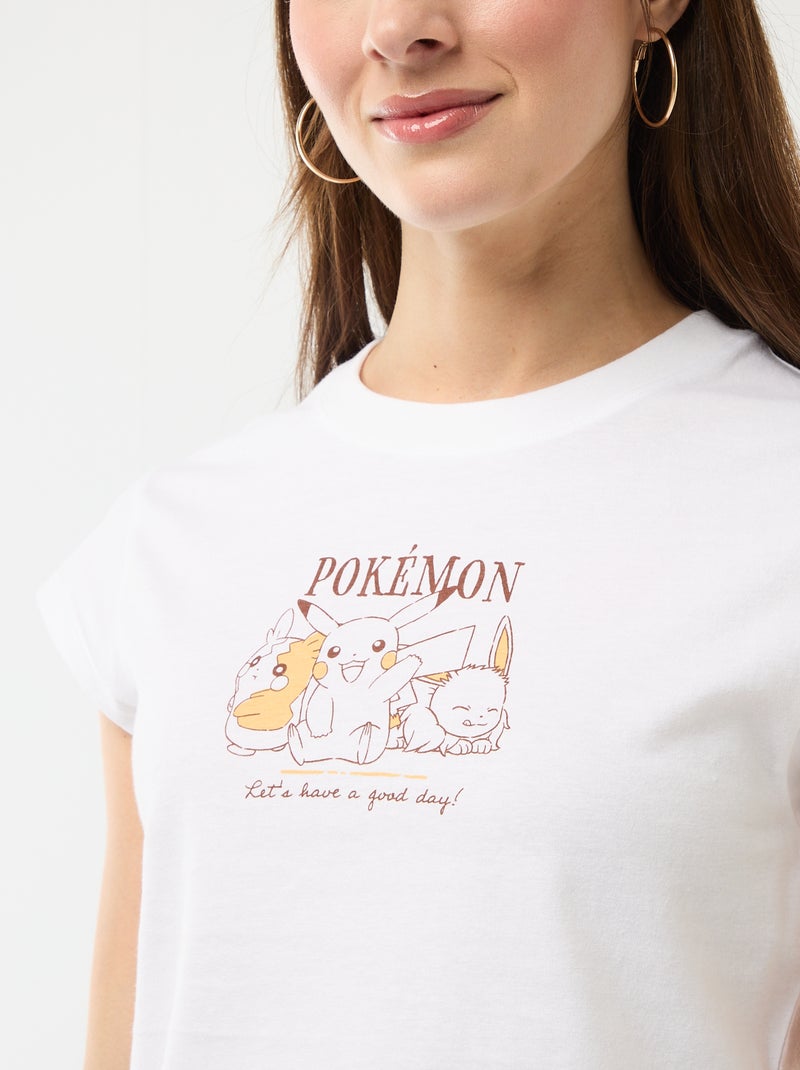 T-shirt met 'Pokémon'-print en korte mouwen Wit - Kiabi