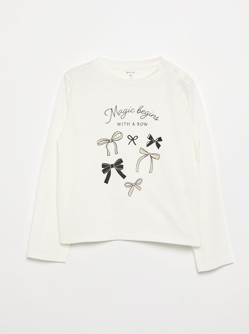 T-shirt met print - gemakkelijk aan te trekken collectie Wit - Kiabi