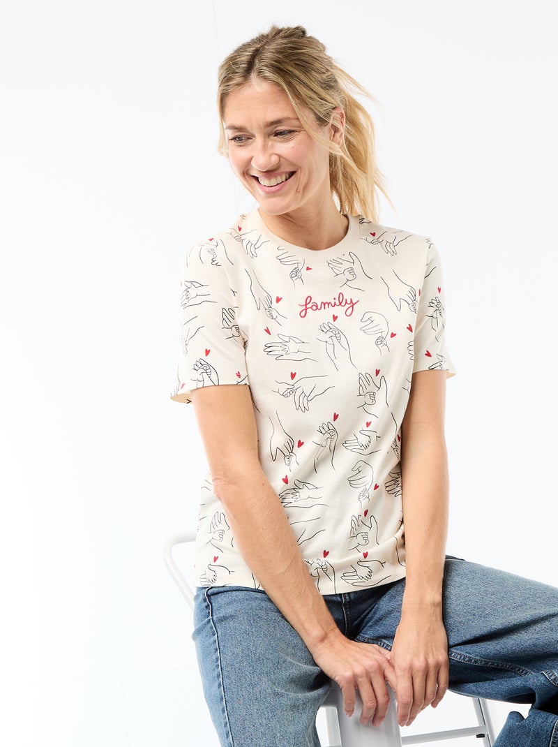 T-shirt met print 'Agathe Sorlet x Kiabi' - Valentijnsdag Wit - Kiabi
