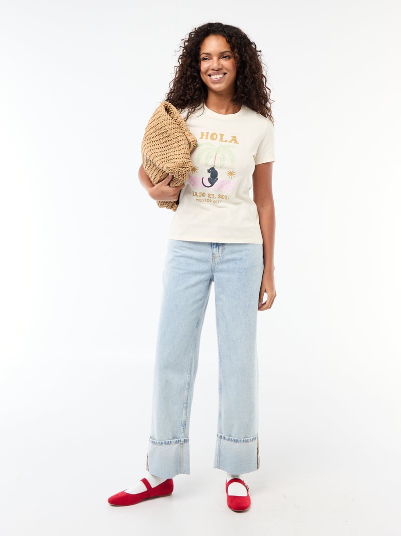 T-shirt met print Biege - Kiabi