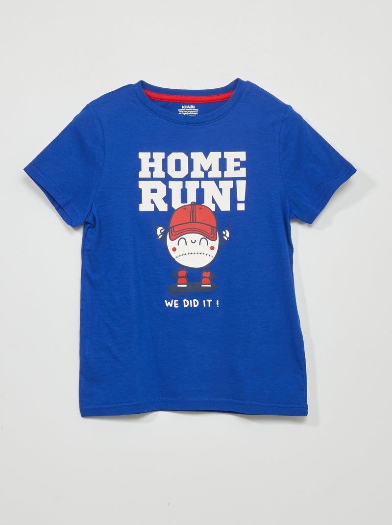 T-shirt met print BLAUW - Kiabi