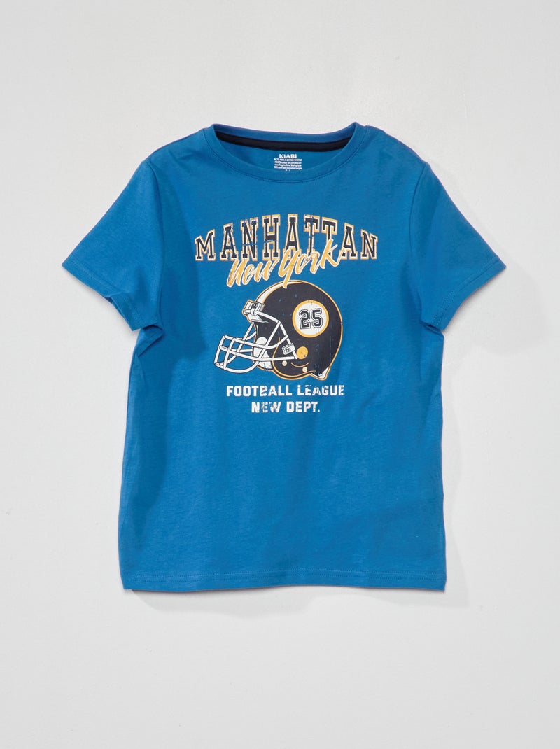 T-shirt met print BLAUW - Kiabi