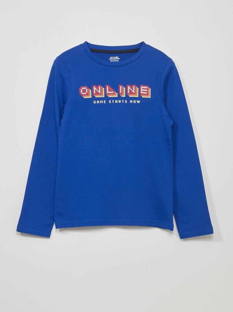 T-shirt met print BLAUW - Kiabi