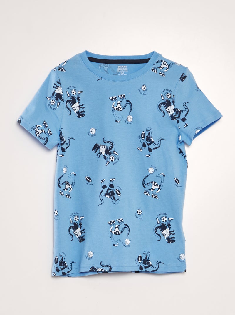 T-shirt met print BLAUW - Kiabi