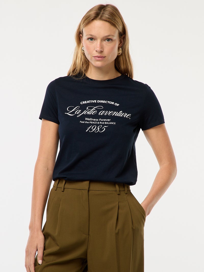 T-shirt met print Blauw - Kiabi