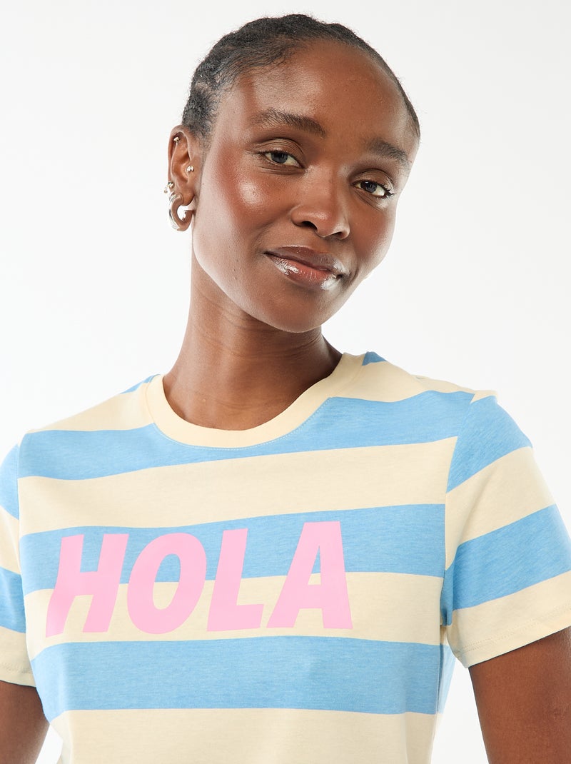 T-shirt met print Blauw - Kiabi