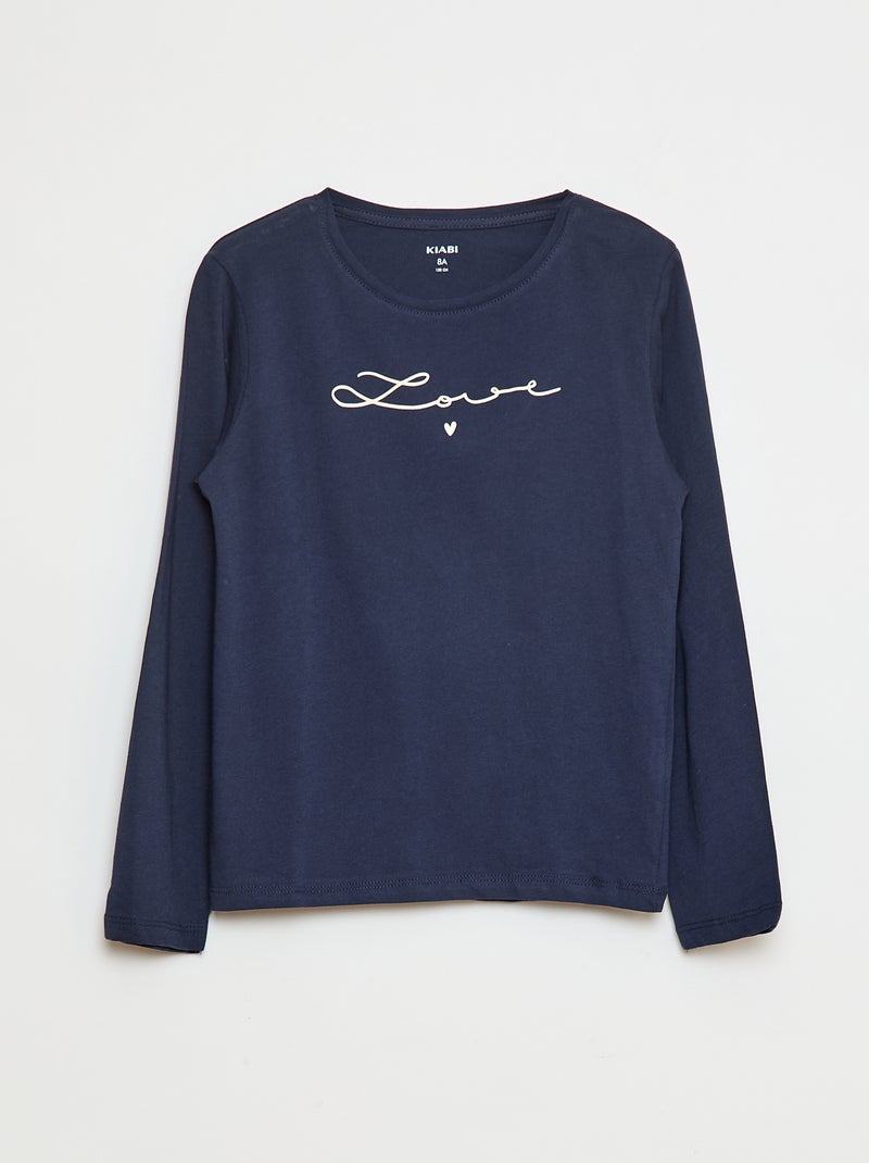 T-shirt met print Blauw - Kiabi