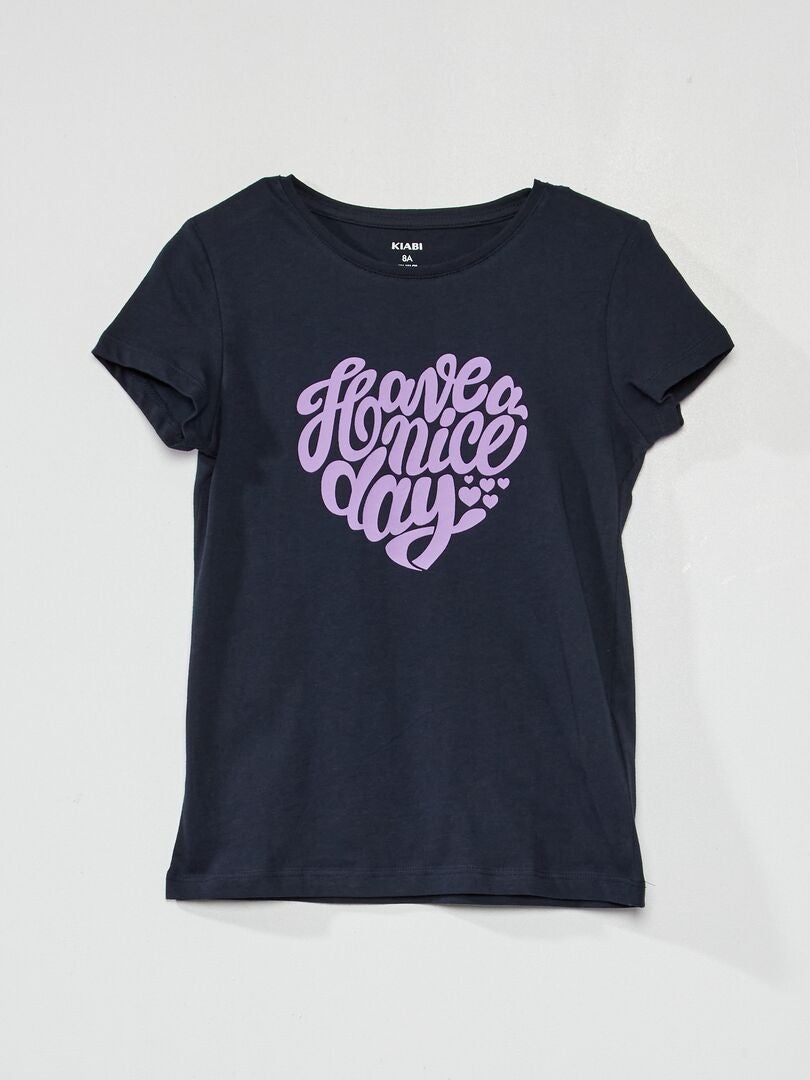 T-shirt met print BLAUW - Kiabi
