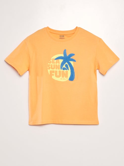 T-shirt met print + boucléstof - Kiabi