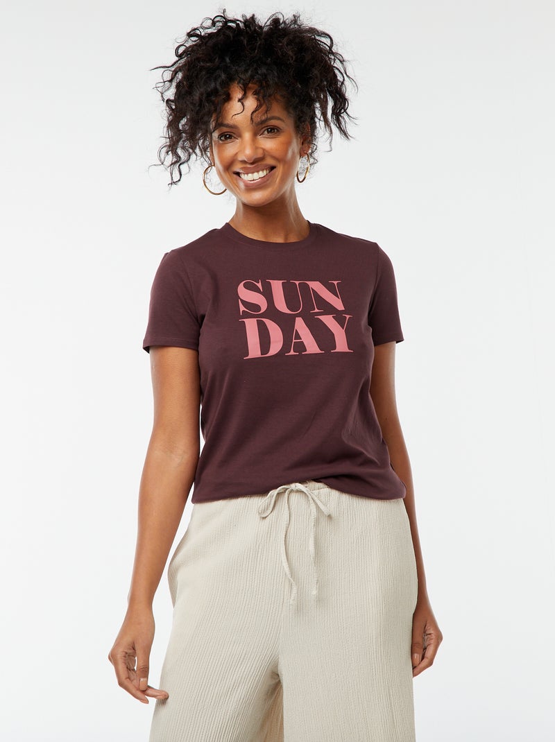 T-shirt met print Bruin - Kiabi