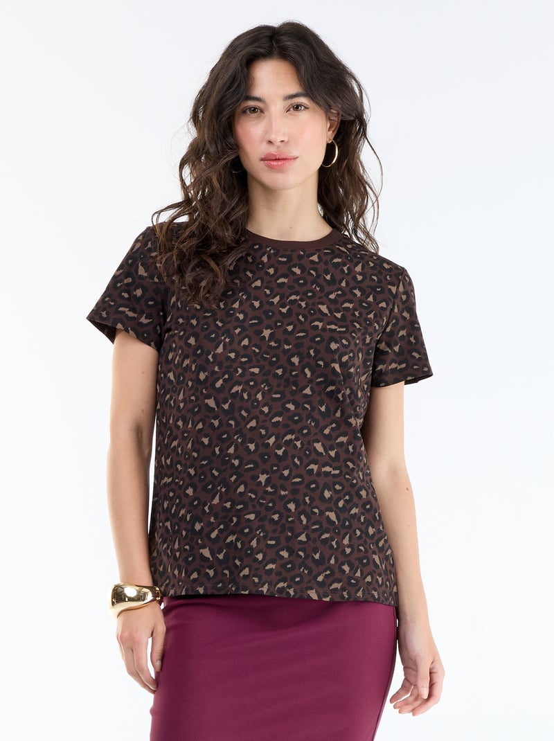 T-shirt met print Bruin - Kiabi