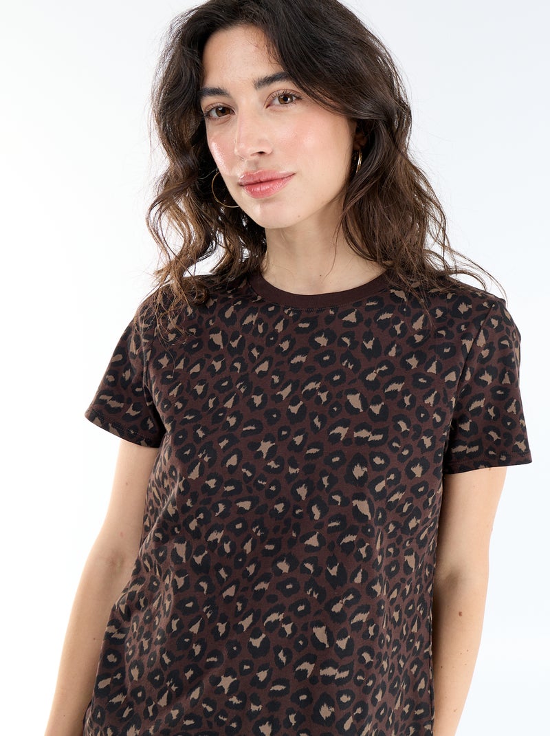 T-shirt met print Bruin - Kiabi