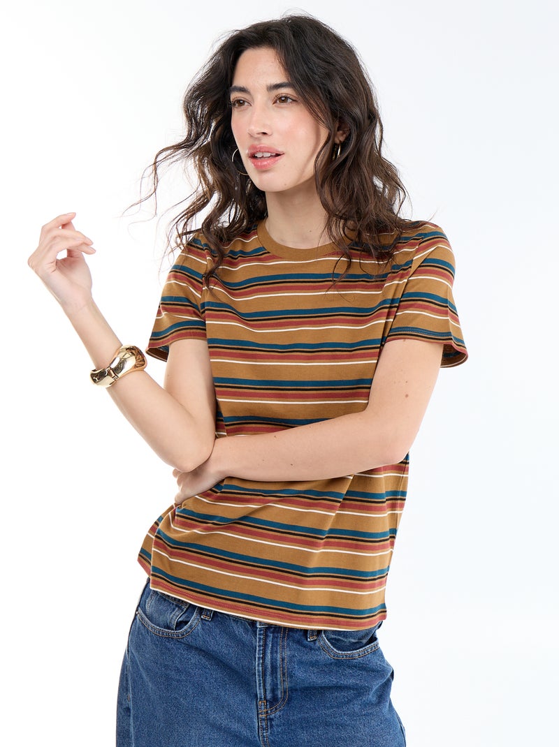 T-shirt met print Bruin - Kiabi