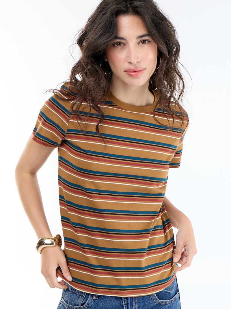 T-shirt met print Bruin - Kiabi